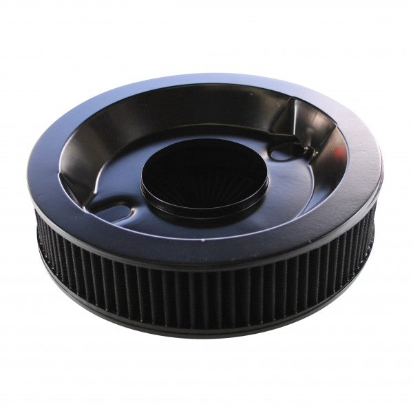 Extraflow All Black Air Filter Cleaner 14" x 3" Holley Edelbrock Recessed Base