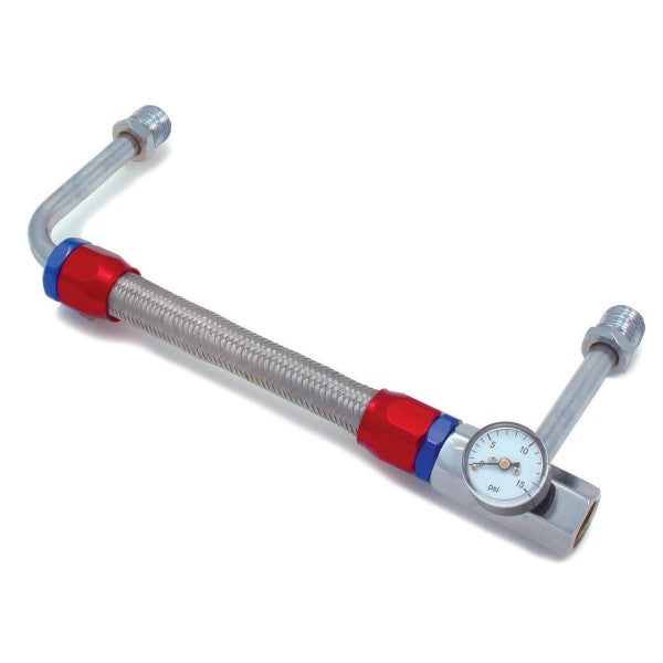 Holley Dual Feed Stainless Fuel Line Red/Blue fittings adjustable Holley 15psi Gauge