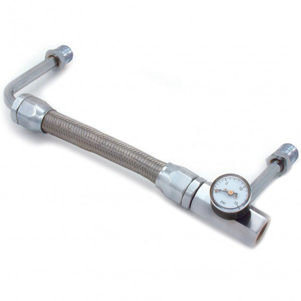 Holley Dual Feed Stainless Fuel Line Chrome fittings adjustable Holley with 15psi Gauge