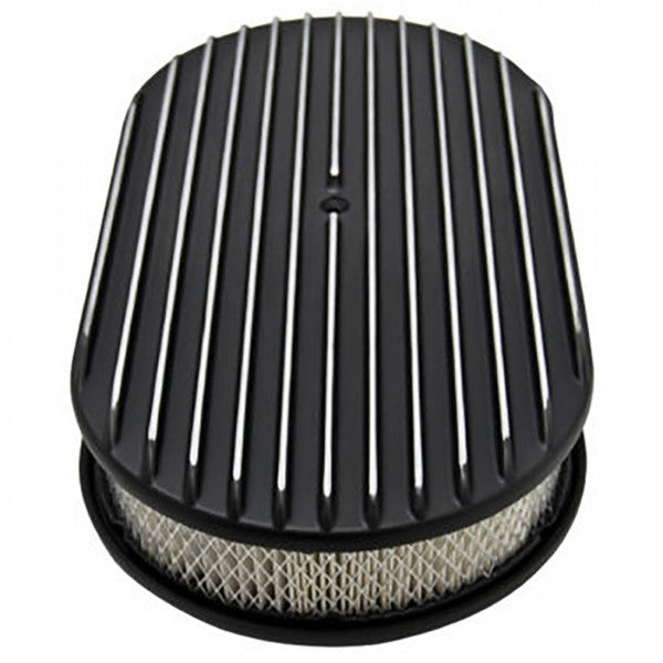 Oval Black Full Finned Air Cleaner 15" x 2" Holley Edelbrock Quadrajet Carter