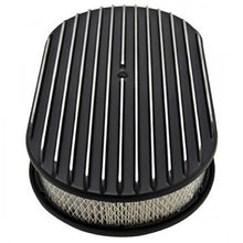 Load image into Gallery viewer, Oval Black Full Finned Air Cleaner 15" x 2" Holley Edelbrock Quadrajet Carter
