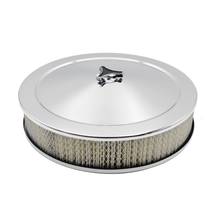 Load image into Gallery viewer, Speco 14" x 3" Chrome Air Cleaner Recessed Base 5-1/8" Neck suit Holley, Edelbrock, Rochester A1403