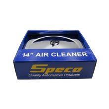 Load image into Gallery viewer, Speco 14" x 3" Chrome Air Cleaner Recessed Base 5-1/8" Neck suit Holley, Edelbrock, Rochester A1403