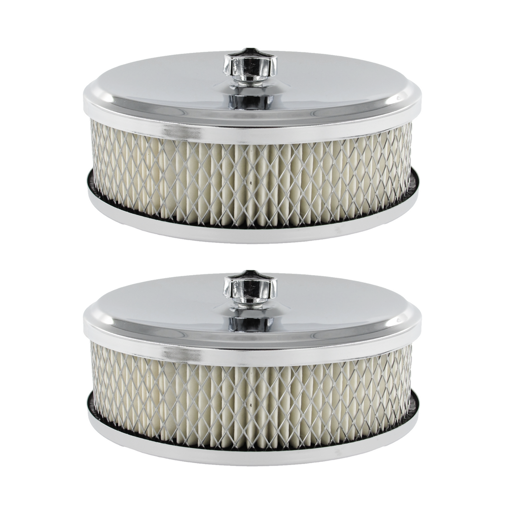 Twin 6-3/8" x 2" Chrome Air Cleaner with 2-5/16" Neck suits Holden Stromberg