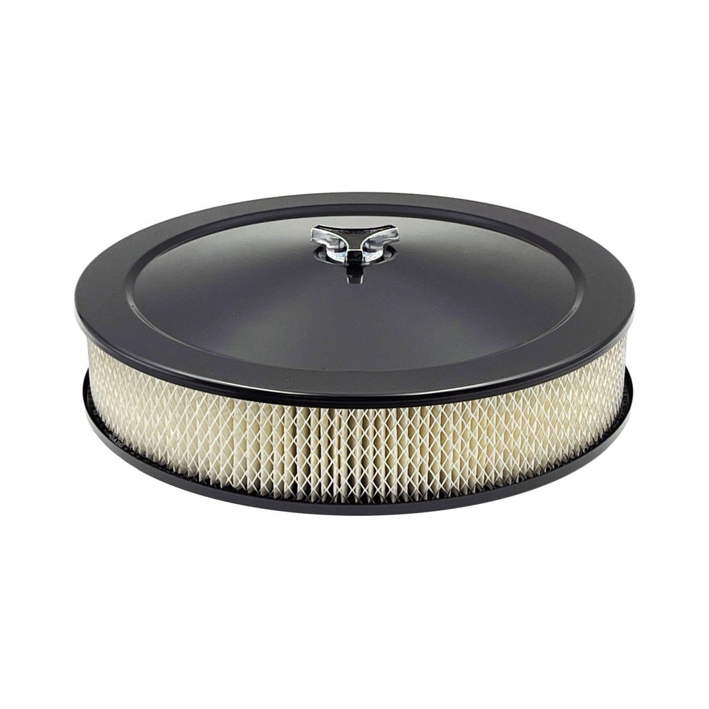GASO 14" x 3" Black Air Cleaner Recessed Base 5-1/8" Neck suit Holley, Edelbrock, Rochester