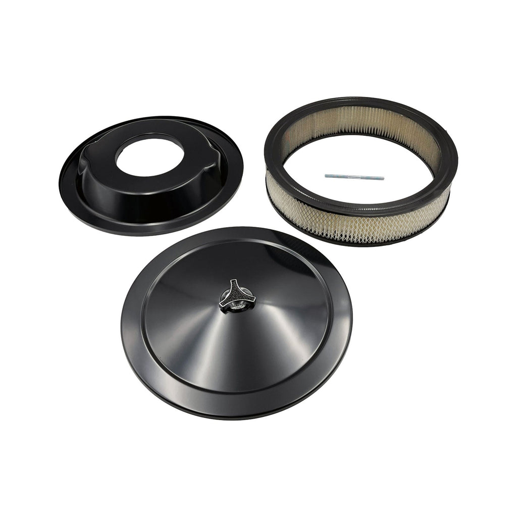 GASO 14" x 3" Black Air Cleaner Recessed Base 5-1/8" Neck suit Holley, Edelbrock, Rochester