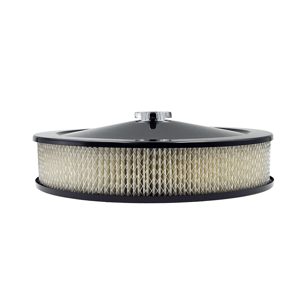 GASO 14" x 3" Black Air Cleaner Recessed Base 5-1/8" Neck suit Holley, Edelbrock, Rochester