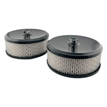 Load image into Gallery viewer, GASO Twin 6-3/8" x 2" Inch Black Air Cleaner Set with 2-5/16" Neck Stromberg Carburettor Holden 6