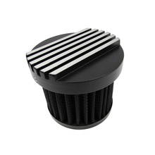 Load image into Gallery viewer, Nostalgic Black Finned Aluminium Valve Cover Breather Push-in or Twist-in