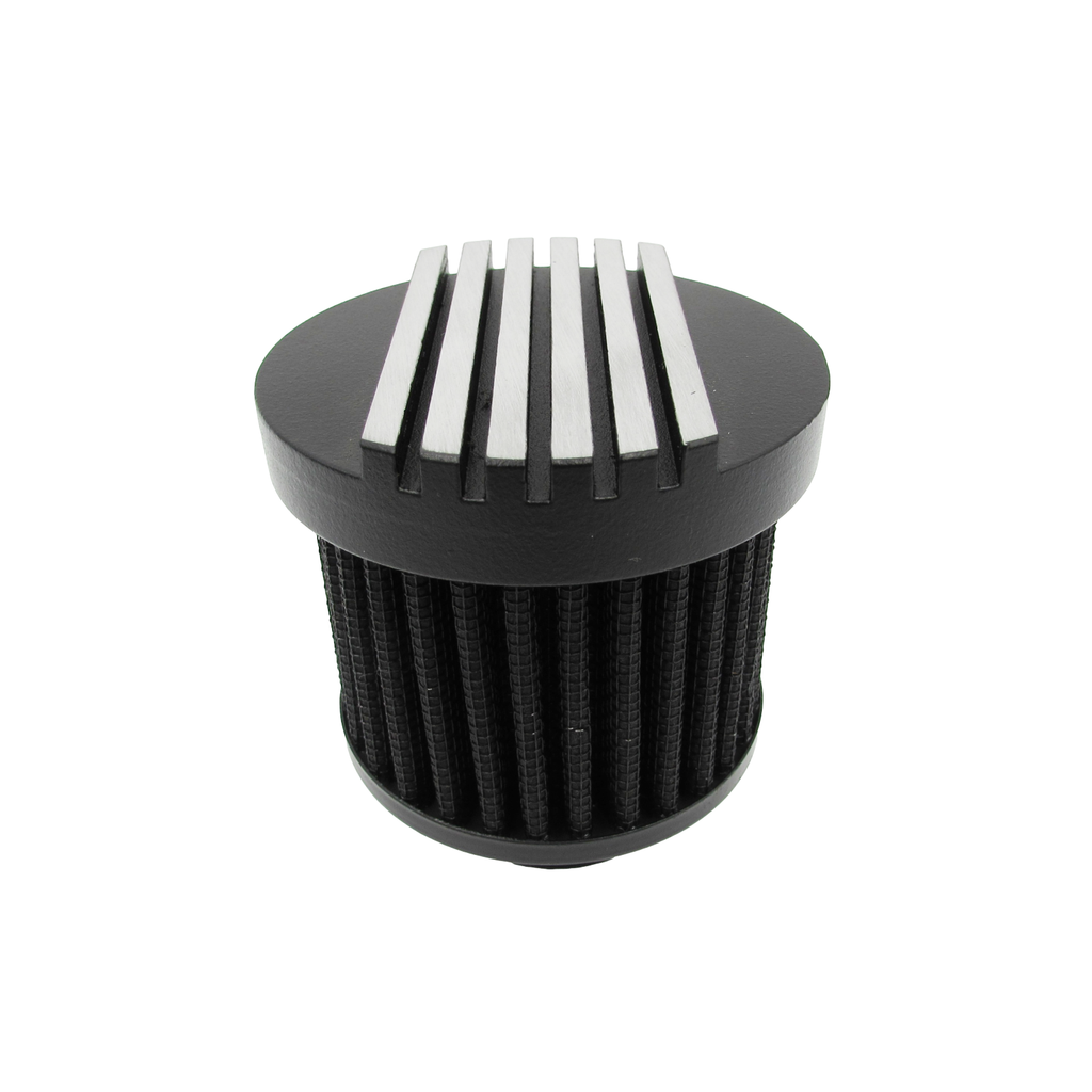 Nostalgic Black Finned Aluminium Valve Cover Breather Push-in or Twist-in