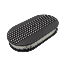 Load image into Gallery viewer, Cast Alloy 15" x 2" Half-Finned Oval Air Filter Black 5-1/8" Neck suits Holley Rochester Quadrajet Edelbrock
