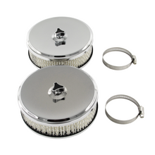 Load image into Gallery viewer, Twin 6-3/8" x 2" Chrome Air Cleaner with 2-5/16" Neck suits Holden Stromberg