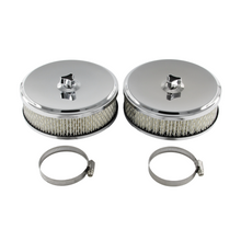 Load image into Gallery viewer, Twin 6-3/8" x 2" Chrome Air Cleaner with 2-5/16" Neck suits Holden Stromberg