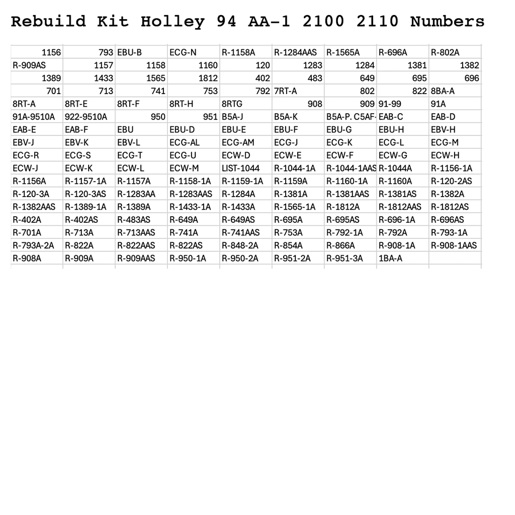 Rebuild Kit + Float Holley 94 2100 2110 Carburettors AA-1 Ford V8 International Mercury [KH1X]