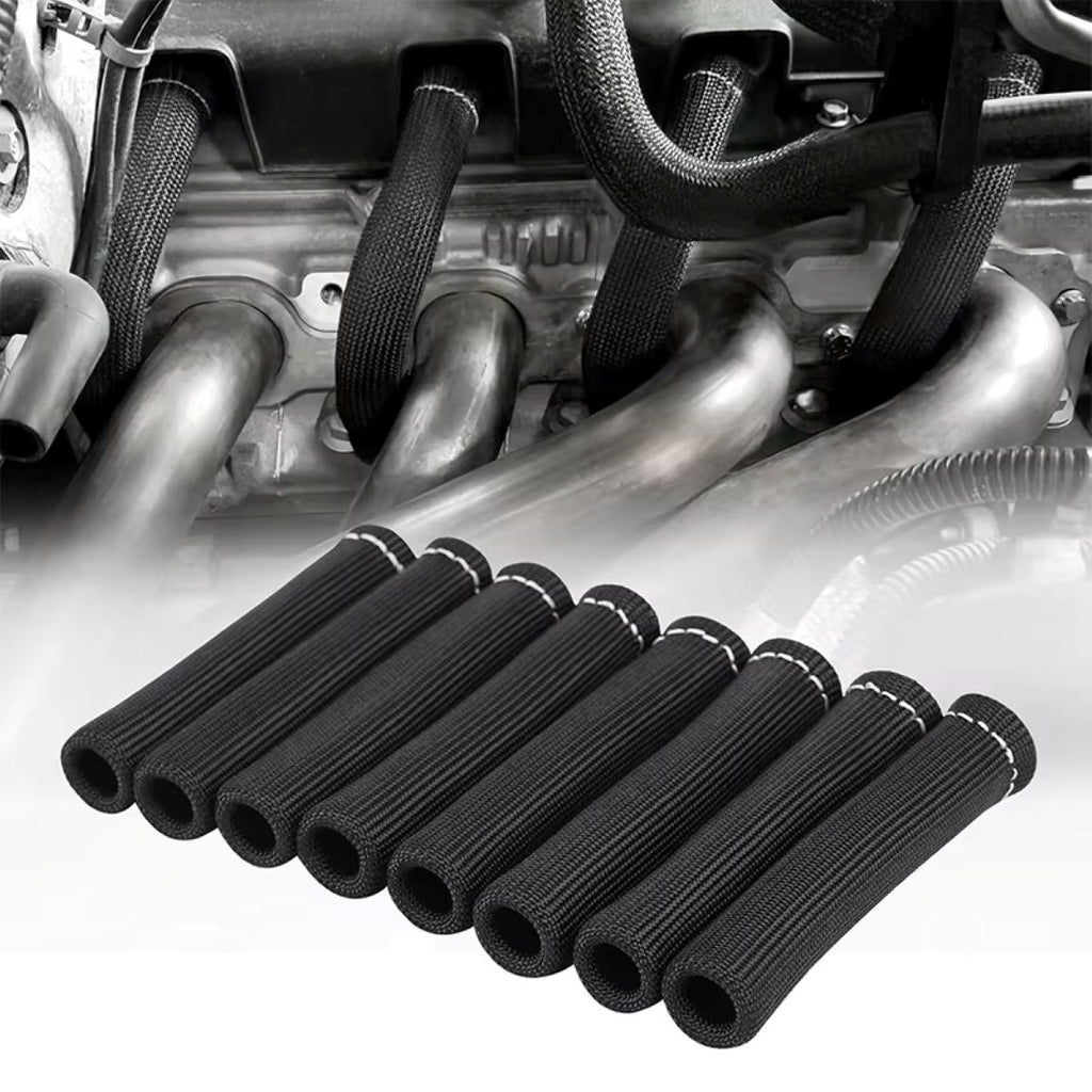 LS1 LS2 Holden HSV V8 8PCS 2500° Spark Plug Lead Heat Sleeve Colour: Black & Titanium