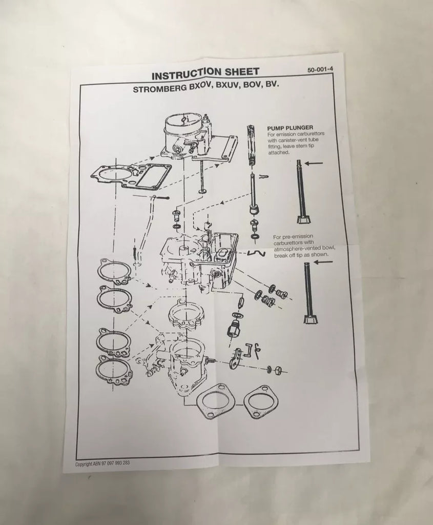 Holden HD HR X2 Twin Single Barrel Stromberg Carburettor Bxuv-2 Bxv2 Kits